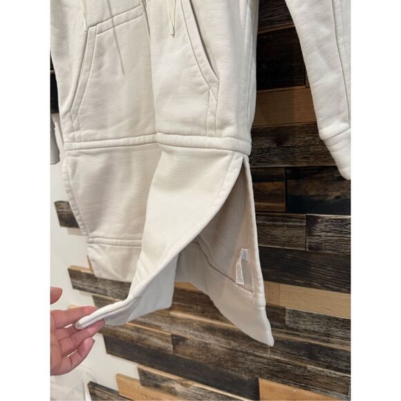 Athleta Duster Sweatshirt Hooded Coat Jacket Fleece Cream Women's Size XSP - Picture 5 of 9